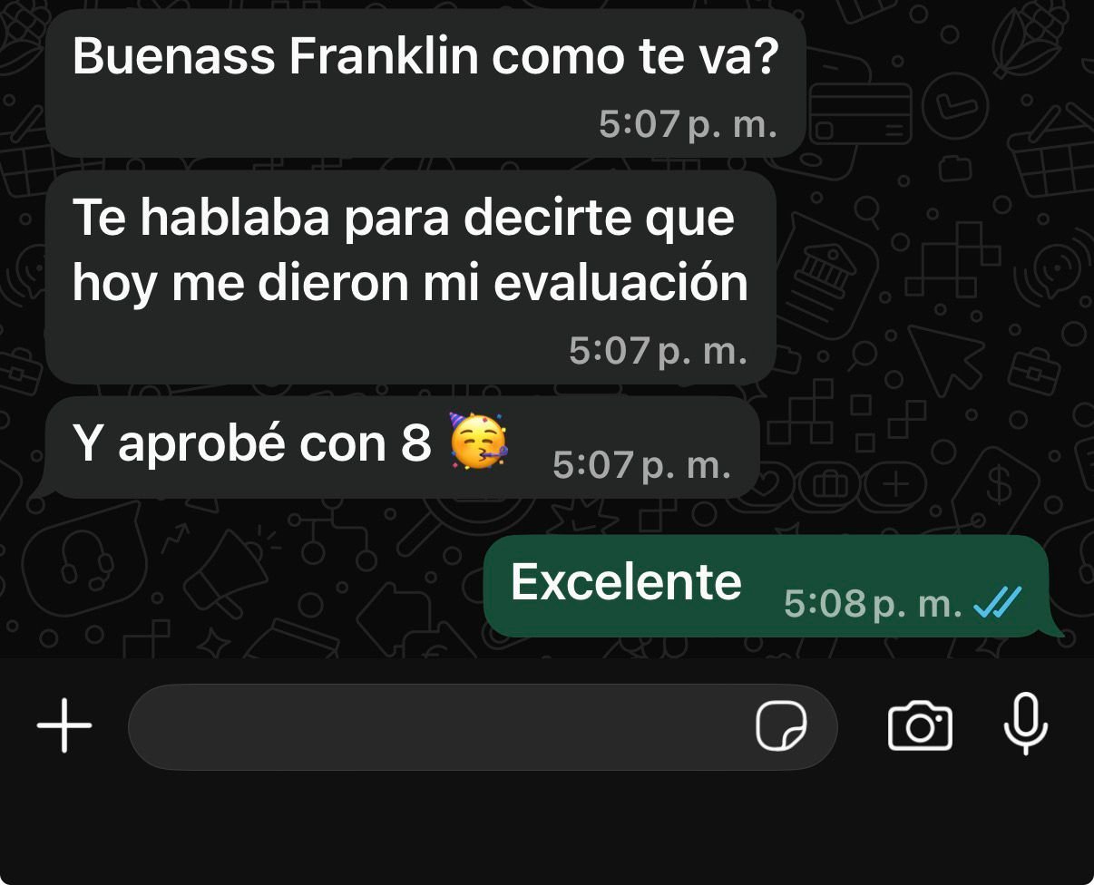 Alumno comunica que aprobó con 8